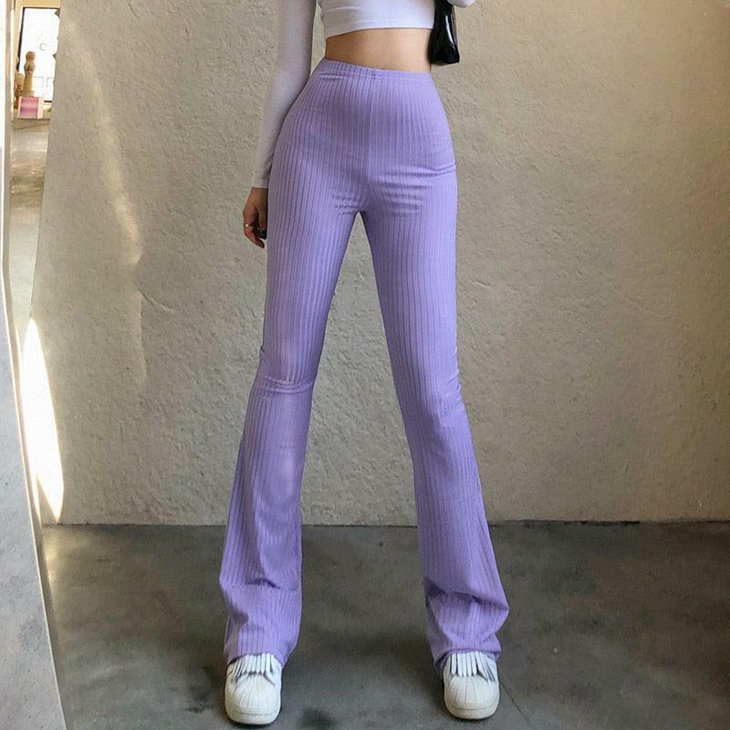 Y2K Slim Fit Flared Pants for Trendy 90s Fashion Aesthetic Outfits