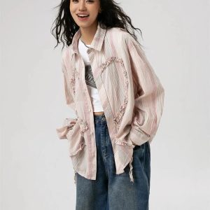 Y2K Soft Girl Ruffled Heart Shirt - Cute Summer Outfit Essential