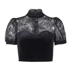 Y2K Spider Web Crop Top: Grunge Aesthetic for Summer Outfits