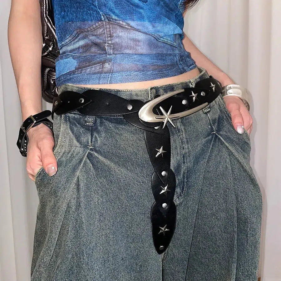 Y2K Star Buckle Belt for Trendy 90s Fashion & Grunge Outfits