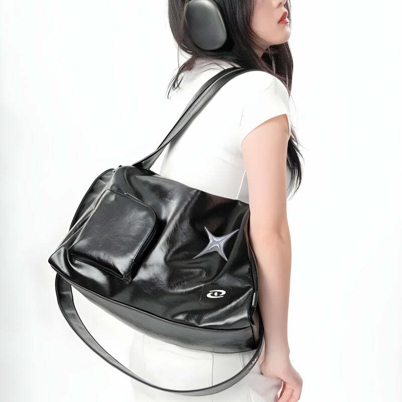 Y2K Star Faux Leather Bag: Trendy 2000s Fashion Essential for Every Outfit