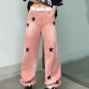 Y2K Star Printed Baggy Jeans for Trendy Summer Outfits