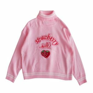 Y2K Strawberry Milk Sweater: Cute & Cozy for Summer Aesthetic Outfits