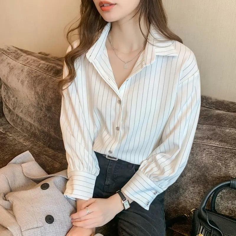 Y2K Striped Classic Long Sleeve Shirt for Effortless Summer Style