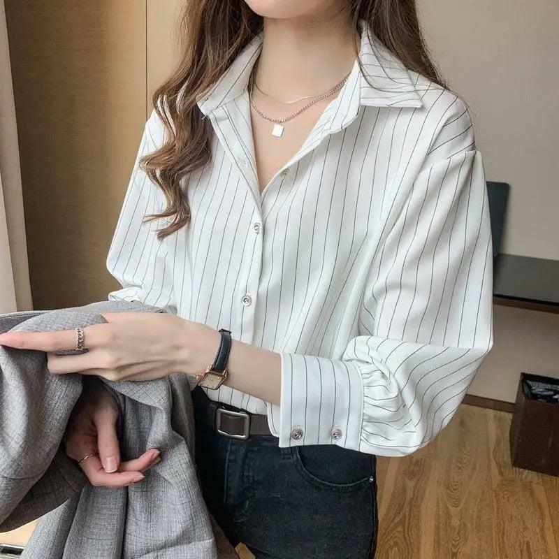 Y2K Striped Classic Long Sleeve Shirt for Effortless Summer Style