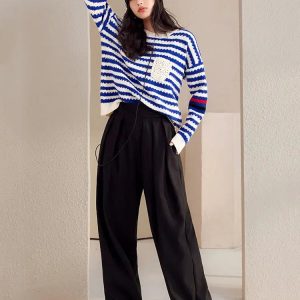 Y2K Striped Knitted Sweater: Trendy 90s Fashion for Effortless Style