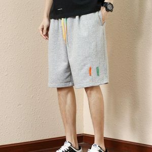 Y2K Striped Sweatshorts with Colored Laces for Trendy Summer Vibes