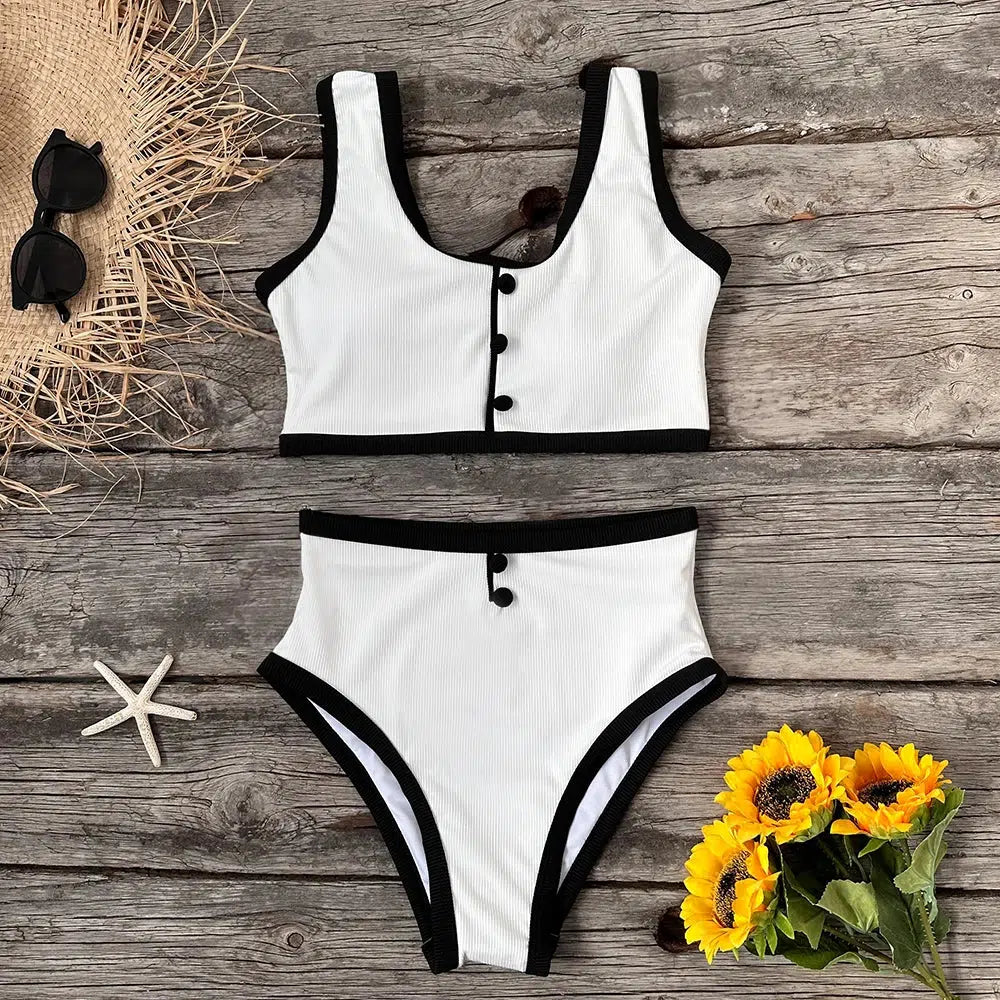 Y2K Style Button Up Bikini Set for Trendy Summer Outfits