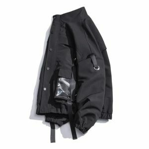 Y2K Style Jacket with Trendy See-Through Pockets for Aesthetic Outfits