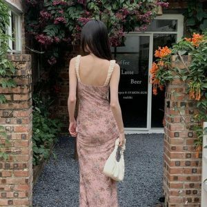 Y2K Summer Pink Maxi Dress - Flowy Style for Effortless Chic Vibes