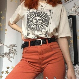 Y2K Sun and Moon Graphic Tee - Trendy Summer Outfit Essential