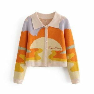 Y2K Sunset Sweater: Cozy Grunge Aesthetic for Effortless Summer Style