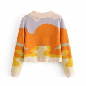 Y2K Sunset Sweater: Cozy Grunge Aesthetic for Effortless Summer Style