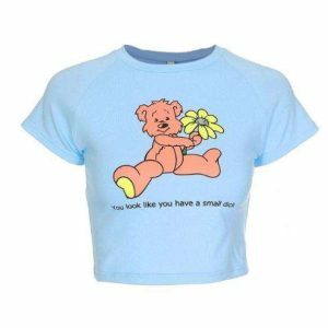 Y2K Teddy Bear Crop Top: Cute Summer Outfit for Trendy Aesthetic Lovers