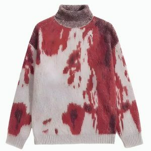 Y2K Tie Dye Turtle Neck Sweater - Trendy Knit for Summer Vibes