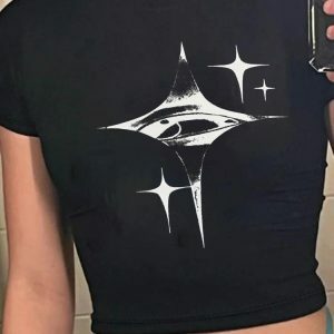 Y2K Twinkle Star Graphic Tee - Trendy 90s Aesthetic Summer Top