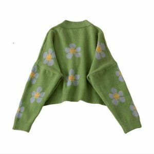 Y2K Vintage Floral Sweater: Trendy 90s Aesthetic for Effortless Style