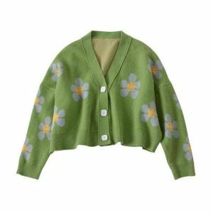 Y2K Vintage Floral Sweater: Trendy 90s Aesthetic for Effortless Style