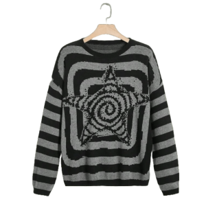 Y2K Vintage Star Sweater: Retro 90s Fashion for Trendy Outfits