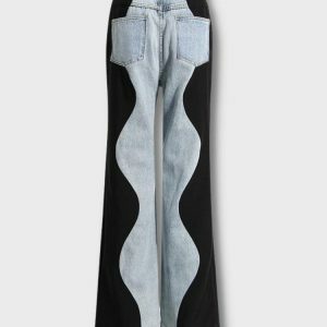 Y2K Wave Panel Baggy Jeans for Trendy Summer Outfits and Aesthetic Looks